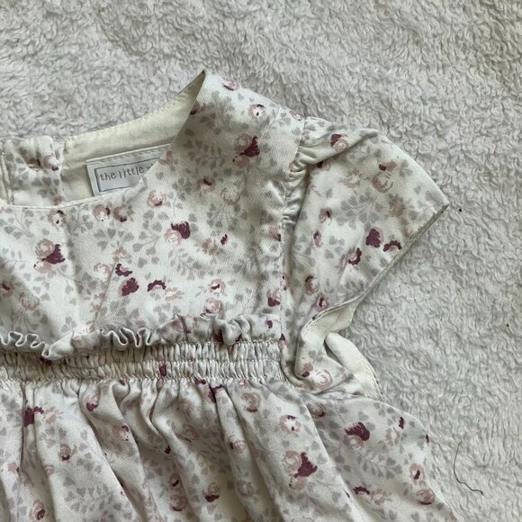 Little White Company 3-6M Cream Floral Smocked Dress GUC Baby Girl - Picture 3 of 16